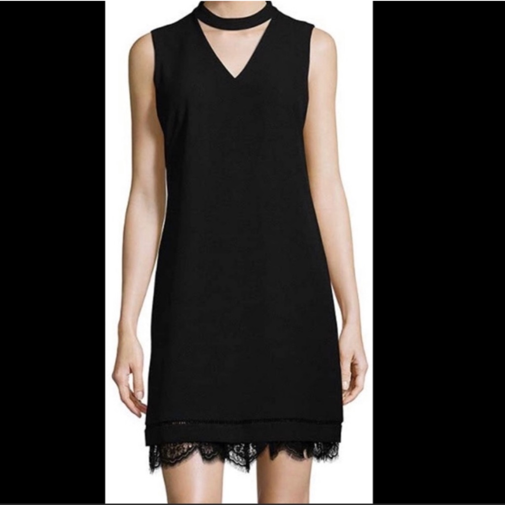Karl Lagerfeld Black Sleeveless Open Neck Sheath Dress Size 12 Nwt Cocktail